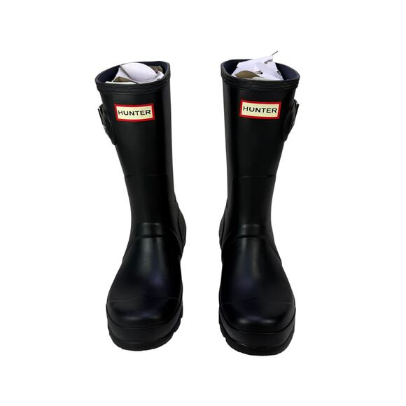 Hunter Original Short Rain Boots Mens 7 Womens 8 Matte Black Waterproof Rubber